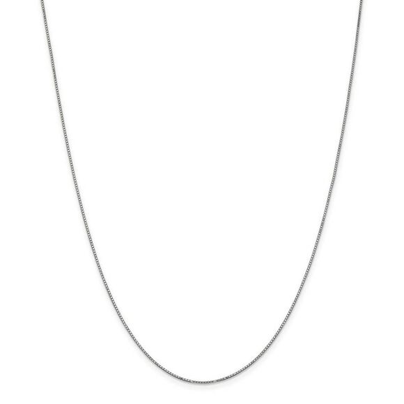 0.9mm 14k White Gold Box Chain Necklace, 30 Inch